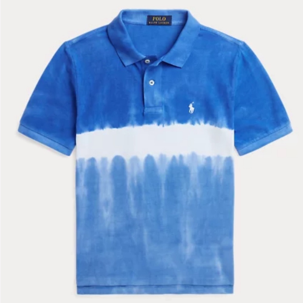 NWT!  Ralph Lauren Boys Tie-Dye Ombré Cotton Mesh Polo Shirt Sz L (14-16)